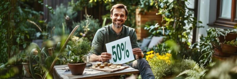 Crédit d'impôt jardinage : reçu, euros et jardin bien entretenu.