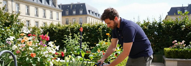 Entretien Jardin Paris 14eme Professionnel Jardinier réalisant entretien courant dans jardin résidentiel parisien du 14ème arrondissement