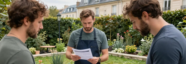 Selection Jardinier Qualifie Paris 10 Client évaluant qualifications et offres jardiniers avant choix final dans 10ème arrondissement Paris