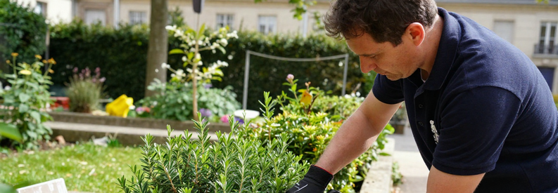 Tarifs Entretien Jardin Paris 12eme Jardinier professionnel réalisant tonte pelouse et taille haie dans jardin parisien 12ème arrondissement