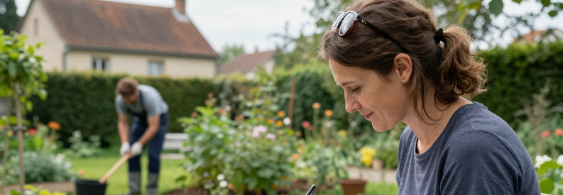 Demande Entretien Jardin Clermont Ferrand Propriétaire remplissant sa demande d'entretien jardin à Clermont-Ferrand, processus simple et rapide
