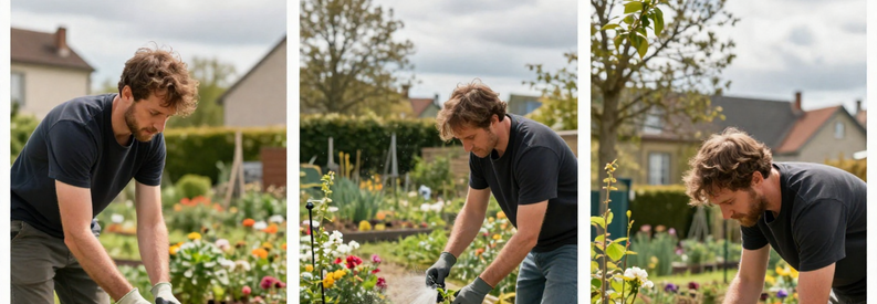 Jardinier Ain Calendrier Travaux Saisonnier Jardinier du 01 adaptant ses travaux aux saisons : inspection printanière, arrosage estival, nettoyage automnal selon climat semi-continental de l'Ain