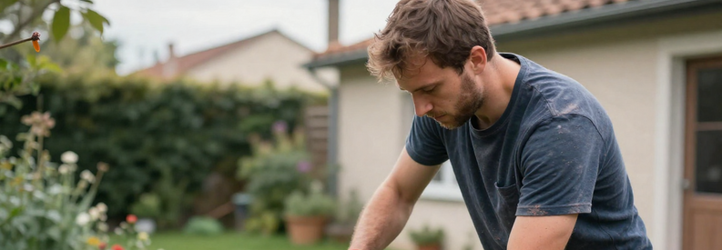 Jardinier Professionnel Lyon 6eme Taille Haie Jardinier spécialisé taillant une haie dans un jardin résidentiel du 6ème arrondissement de Lyon, équipement professionnel