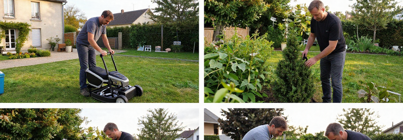 Jardiniers Allier Moulins Vichy Montlucon Trois jardiniers professionnels intervenant dans les villes de l'Allier : tonte à Moulins, taille à Vichy, débroussaillage à Montluçon