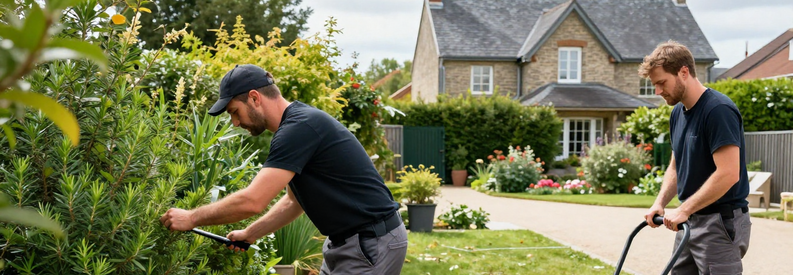 Prestations Entretien Jardin Argenteuil Jardinier réalisant différentes prestations entretien dans jardin résidentiel Argenteuil taille tonte ratissage
