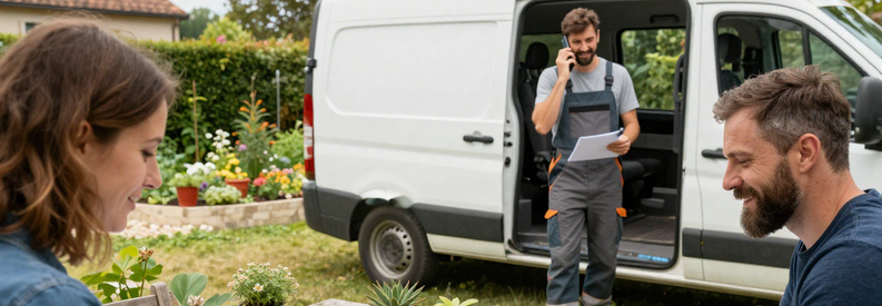 Trouver Jardinier Lyon 7eme 24h Processus en trois étapes pour trouver jardinier à Lyon 7ème : demande client, transmission professionnels, réception offres