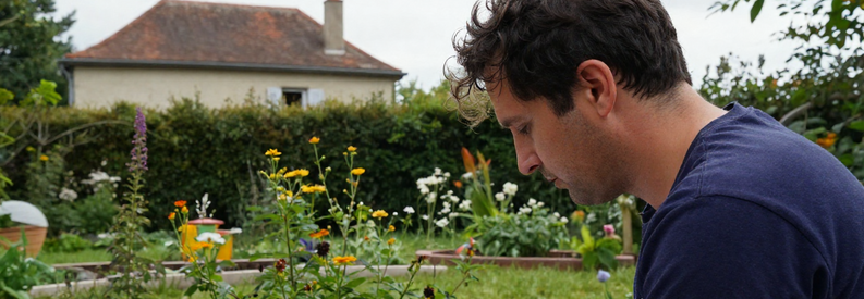 Propriétaire et jardinier marseillais discutant travaux jardinage dans le 8ème, carnet de consultation à la main