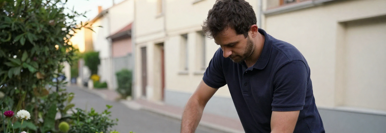 Jardinier Marseille 3eme Taille Haie Jardinier professionnel effectuant la taille d'une haie dans un jardin urbain du 3ème arrondissement de Marseille